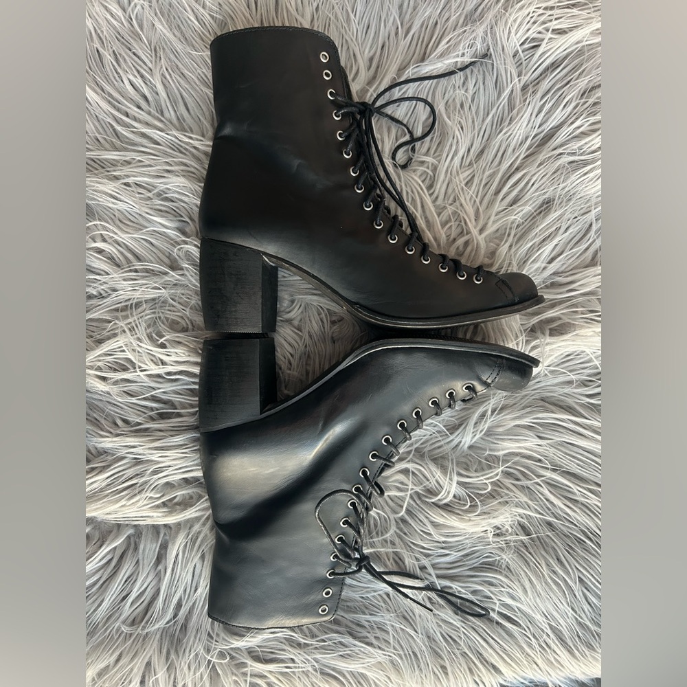 Jeffrey Campbell Black Lace Up Booties - Picture 4 of 10
